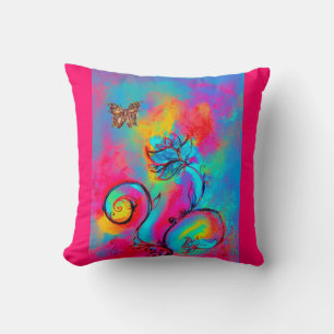 WHIMSICAL FLOWERS  AND BUTTERFLIES CUSHION