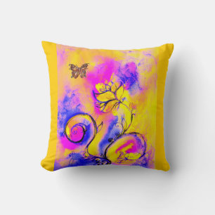 WHIMSICAL FLOWERS AND BUTTERFLIES CUSHION