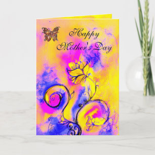 WHIMSICAL FLOWERS  AND BUTTERFLIES / Mother's Day Card