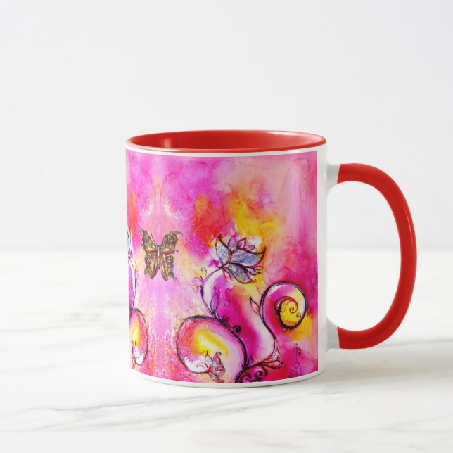 WHIMSICAL FLOWERS  AND BUTTERFLIES MUG (Right)