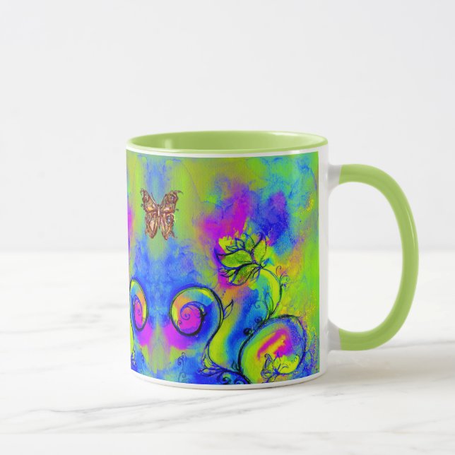 WHIMSICAL FLOWERS  AND BUTTERFLIES MUG (Right)