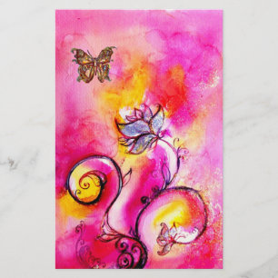 WHIMSICAL FLOWERS AND BUTTERFLIES STATIONERY