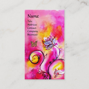 WHIMSICAL FLOWERS AND GOLD BUTTERFLY BUSINESS CARD