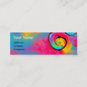 WHIMSICAL FLOWERS AND GOLD BUTTERFLY MONOGRAM MINI BUSINESS CARD