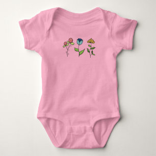 Whimsical Flowers Baby Bodysuit