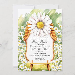 Whimsical Flowers Daisy Baby Shower Invitation