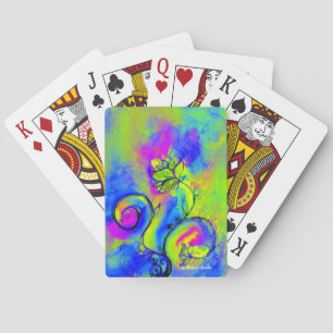 WHIMSICAL FLOWERS,FLORAL SWIRLS Blue Green Pink Playing Cards