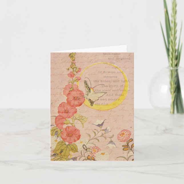 Whimsical Flowers Girly Pink Garden Moon Thank You (Front)