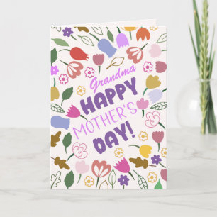 Whimsical Flowers Grandma Happy Mother's Day  Holiday Card