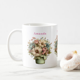 Whimsical Flowers in a Planter Pot Cute Coffee Mug