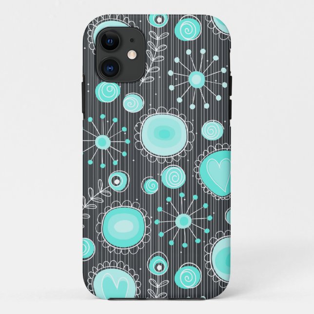 Whimsical Flowers in Turquoise iPhone 5 Case (Back)