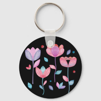 Whimsical Flowers Key Ring