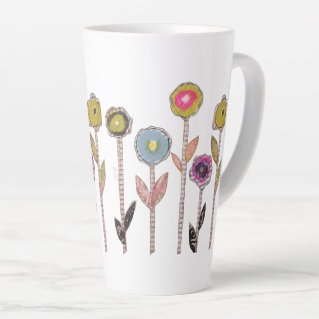 Whimsical Flowers  Latte Mug (Right Angle)