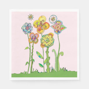 Whimsical Flowers Napkin