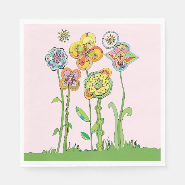 Whimsical Flowers Napkin (Front)