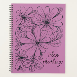Whimsical Flowers on Purple Planner