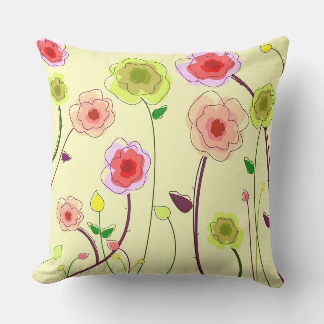 Whimsical Flowers Outdoor Cushion (Front)