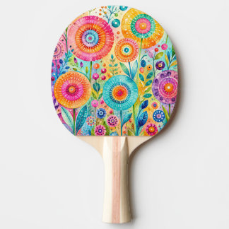 Whimsical Flowers Ping Pong Paddle