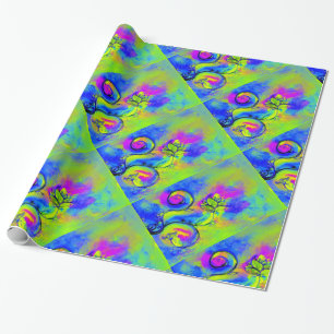WHIMSICAL FLOWERS pink purple ,green orange yellow Wrapping Paper