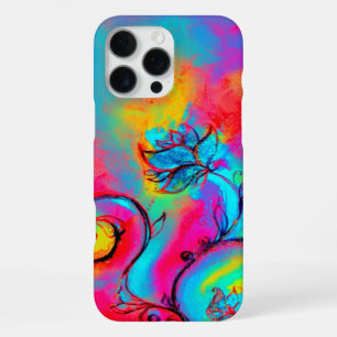 WHIMSICAL FLOWERS,Pink Yellow Blue Floral Swirls iPhone Case