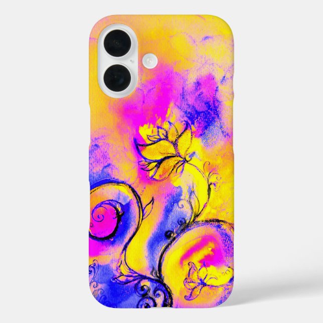 WHIMSICAL FLOWERS pink yellow purple Case-Mate iPhone Case (Back)
