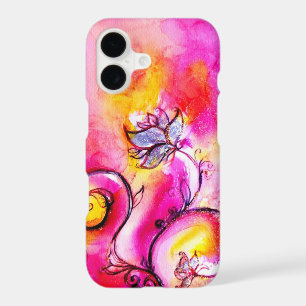 WHIMSICAL FLOWERS,Pink Yellow Purple Floral Swirls