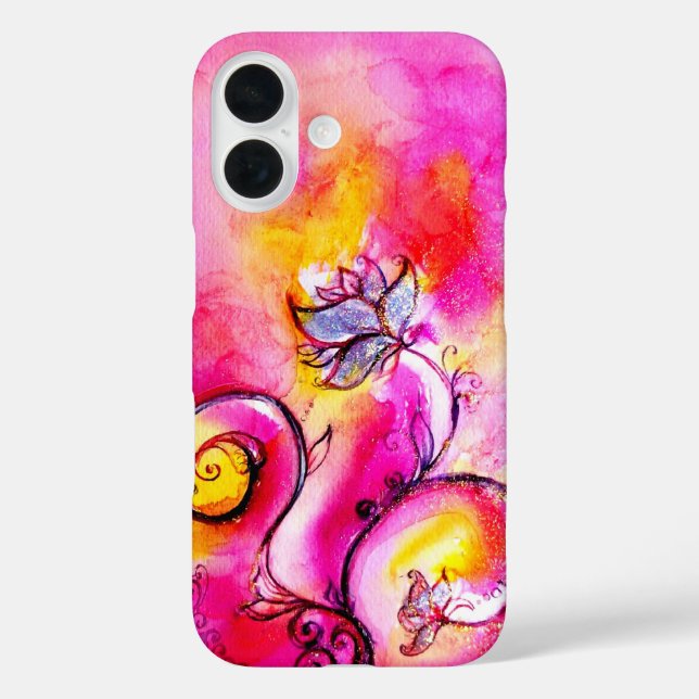 WHIMSICAL FLOWERS,Pink Yellow Purple Floral Swirls Case-Mate iPhone Case (Back)