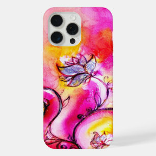 WHIMSICAL FLOWERS,Pink Yellow Purple Floral Swirls iPhone 15 Pro Max Case
