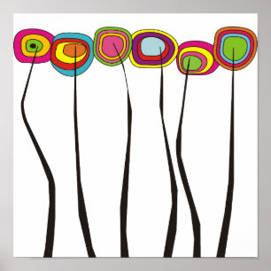 Whimsical Flowers Poster With Bold Colour