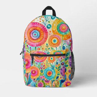 Whimsical Flowers Printed Backpack