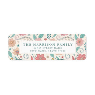Whimsical Flowers Return Address Label