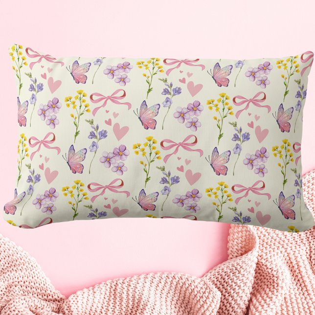 Whimsical Flowers Throw Pillow (Creator Uploaded)