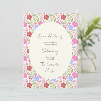 Whimsical flowers Wedding Invitation