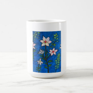 Whimsical Flowers with Blue Background Coffee Mug