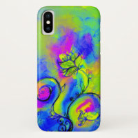 WHIMSICAL FLOWERS Yellow Purple Green Floral Swirl