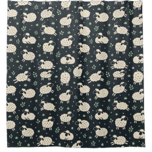 Whimsical Fluffy Sheep Pattern Shower Curtain