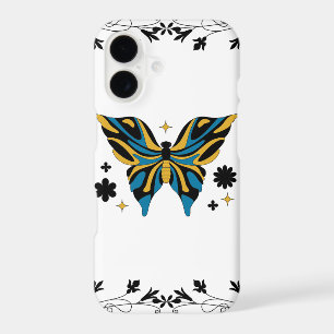 Whimsical Fluttering – Blue Butterfly Floral Art