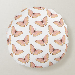 Whimsical Fluttering Butterflies Pattern Round Cushion
