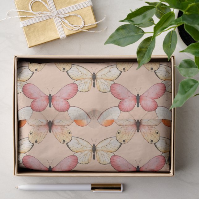 Whimsical Fluttering Butterflies Pattern Tissue Paper (Gift)