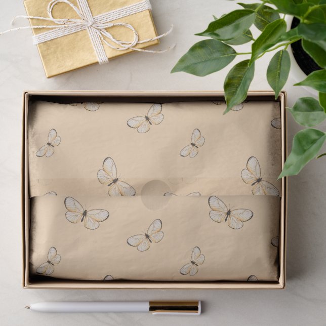 Whimsical Fluttering Butterflies Pattern Tissue Paper (Gift)