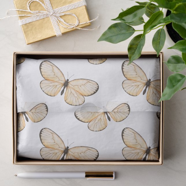 Whimsical Fluttering Butterflies Pattern Tissue Paper (Gift)