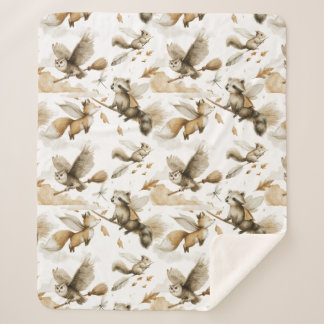 Whimsical Flying Animals Sherpa Blanket