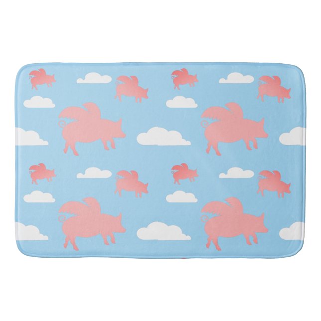 Whimsical Flying Pigs Bath Mat (Front)