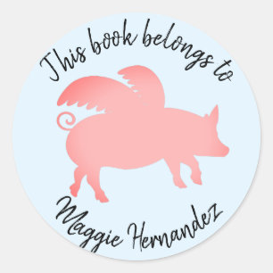 Whimsical Flying Pigs Classic Round Sticker