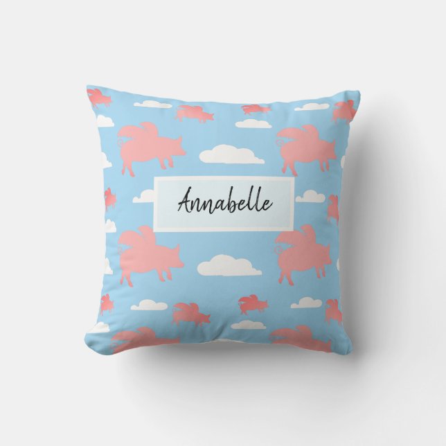 Whimsical Flying Pigs Cushion (Front)