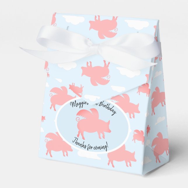 Whimsical Flying Pigs Favour Box (Front Side)