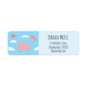 Whimsical Flying Pigs Return Address Label