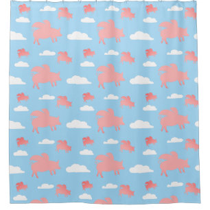 Whimsical Flying Pigs Shower Curtain
