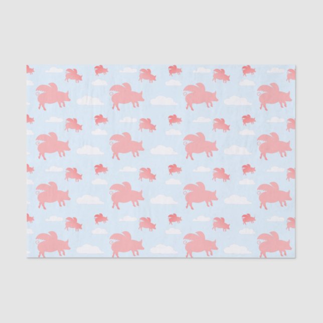 Whimsical Flying Pigs Tissue Paper (Front)