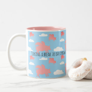 Whimsical Flying Pigs Two-Tone Coffee Mug